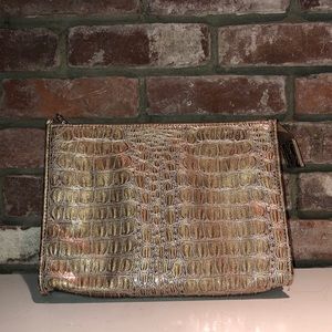 Tan Snake Print Clutch